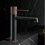 Grifo lavabo monomando Line gris mate con champagne de Imex